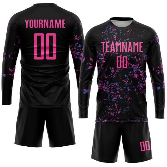 Uniform Black Soccer Custom Blue Jersey Sublimation Pink-Light