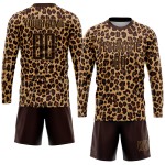 Brown Leopard Soccer Brown-Old Uniform Jersey Gold Custom Sublimation