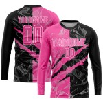 Pattern Uniform Pink Graffiti Custom Soccer Scratch Sublimation Black-White Jersey