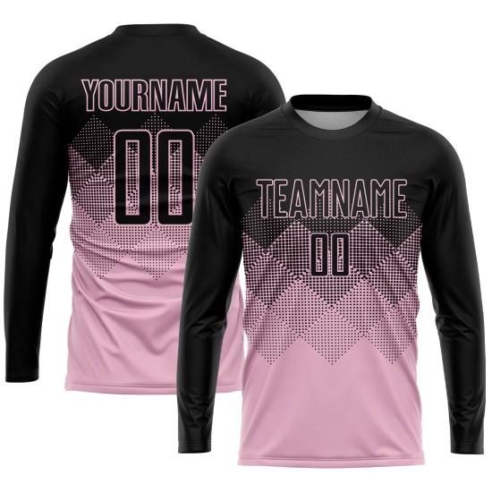 Custom Uniform Light Pink Jersey Sublimation Soccer Black