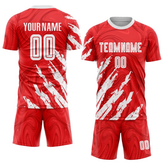 Jersey White Soccer Sublimation Uniform Custom Red