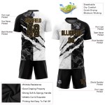 Pattern Scratch Black-Old Gold Uniform Custom Jersey Soccer Sublimation Graffiti
