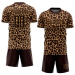 Brown Leopard Soccer Brown-Old Uniform Jersey Gold Custom Sublimation