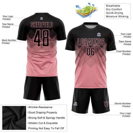 Medium Soccer Pink Custom Sublimation Black Uniform Jersey