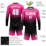 Custom Jersey Sleeve Pink White-Black Sublimation Fade Fashion Soccer Long Uniform