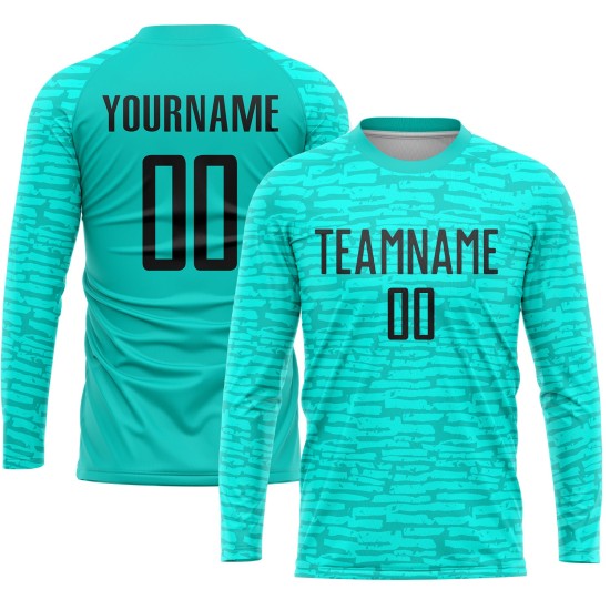 Uniform Custom Aqua Sublimation Soccer Jersey Black
