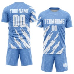 Uniform White Soccer Sublimation Custom Light Blue Jersey